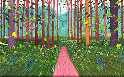 David Hockney flowering tree painting, arrival of spring.