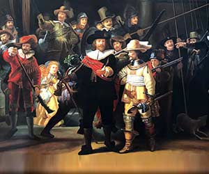 liRembrandt's The Night Watch group portrait.