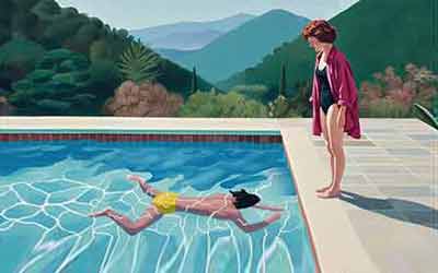 Impressionist beach scene of a picknick table on a beach, capturing sunlight and sea spray. Hand-painted artwork ideal for interior decor.