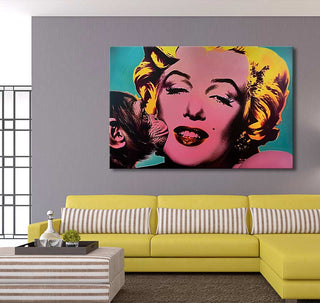 Andy Warhol signature - Marilyn Monroe pop art painting shows Marilyn kissed by a monkey. Hand-painted, stretched on a wooden frame, ready to hang.