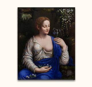 Francesco Melzi – Flora: Renaissance-style oil painting of a woman holding flowers, symbolizing Spring. Hand-painted on museum-quality canvas, ready to hang.