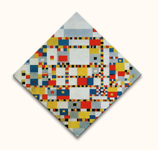 Piet Mondriaan - Victory Boogie Woogie (127x127cm): Abstract geometric painting with primary colors in a Neoplastic style, ready to hang on stretched canvas.