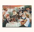 Pierre-Auguste Renoir's Lunch van de Roeiers, an Impressionist scene of a lively riverside luncheon with elegantly dressed figures, hand-painted on museum-quality canvas.