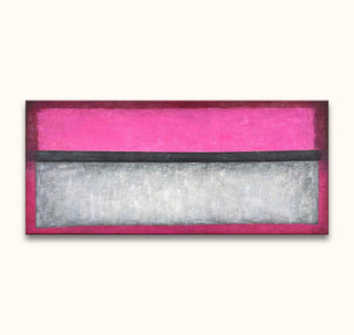 Rothko - Compositie 4: Hand-painted abstract artwork featuring magenta, charcoal-gray, and off-white fields. Modern, minimalist design on museum-quality canvas, ready to hang.