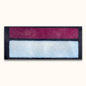 Rothko - Compositie 5: Abstract painting with two horizontal color bands in magenta and sky-blue. Hand-painted, ready-to-hang, minimalist design on museum-quality canvas.