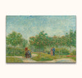 Vincent van Gogh's Tuin met Geliefden: Neo-Impressionist landscape with couples in a tree-lined park, hand-painted on museum-quality canvas, ready to hang.