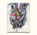 Farewell - Olieverf schilderij op canvas: Street art-style hands with graffiti, on museum-quality canvas. Perfect for pop art enthusiasts, ready to hang.