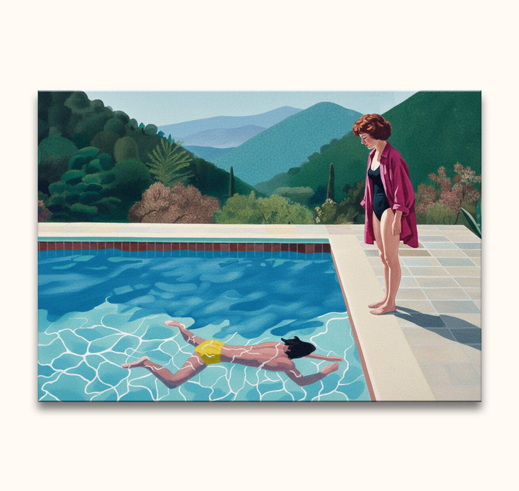 David Hockney Signatur – Pool with Two Figures