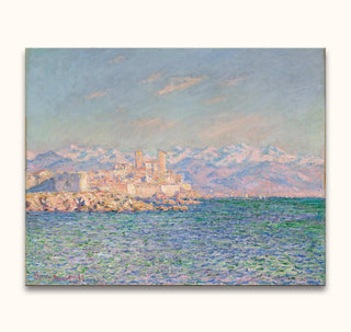 Claude Monet's Het kasteel van Antibes captures an Impressionist seascape with a coastal town on a rocky promontory, hand-painted on high-quality, UV-protected canvas.