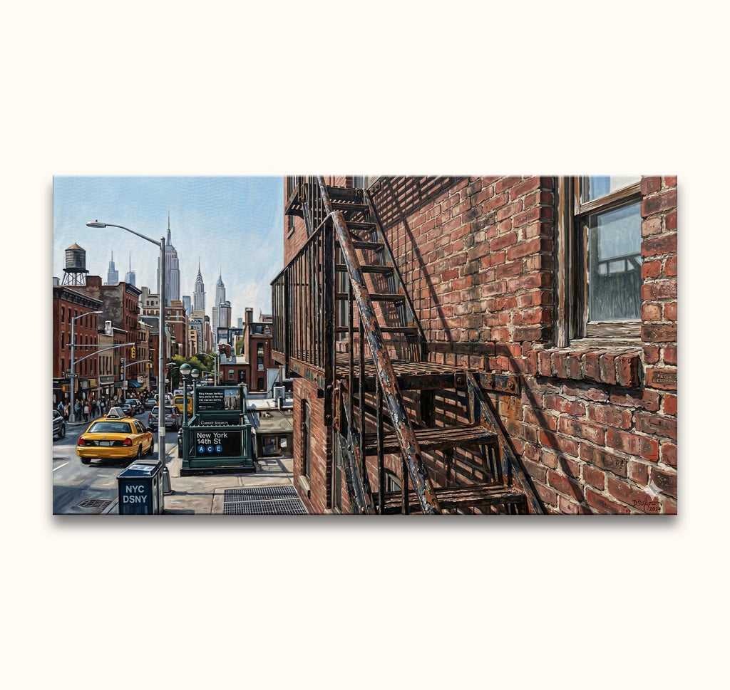 New York Fire Escape - Öl auf Leinwand