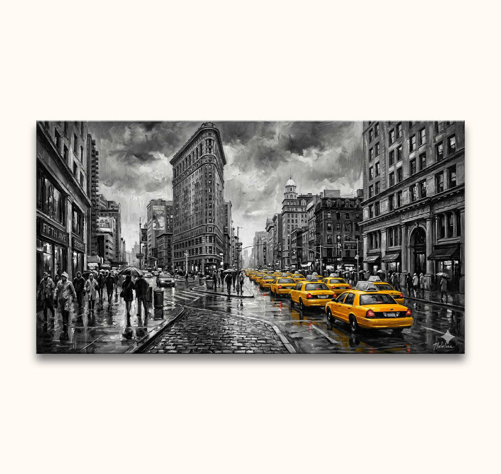 New York Taxis - Öl auf Leinwand