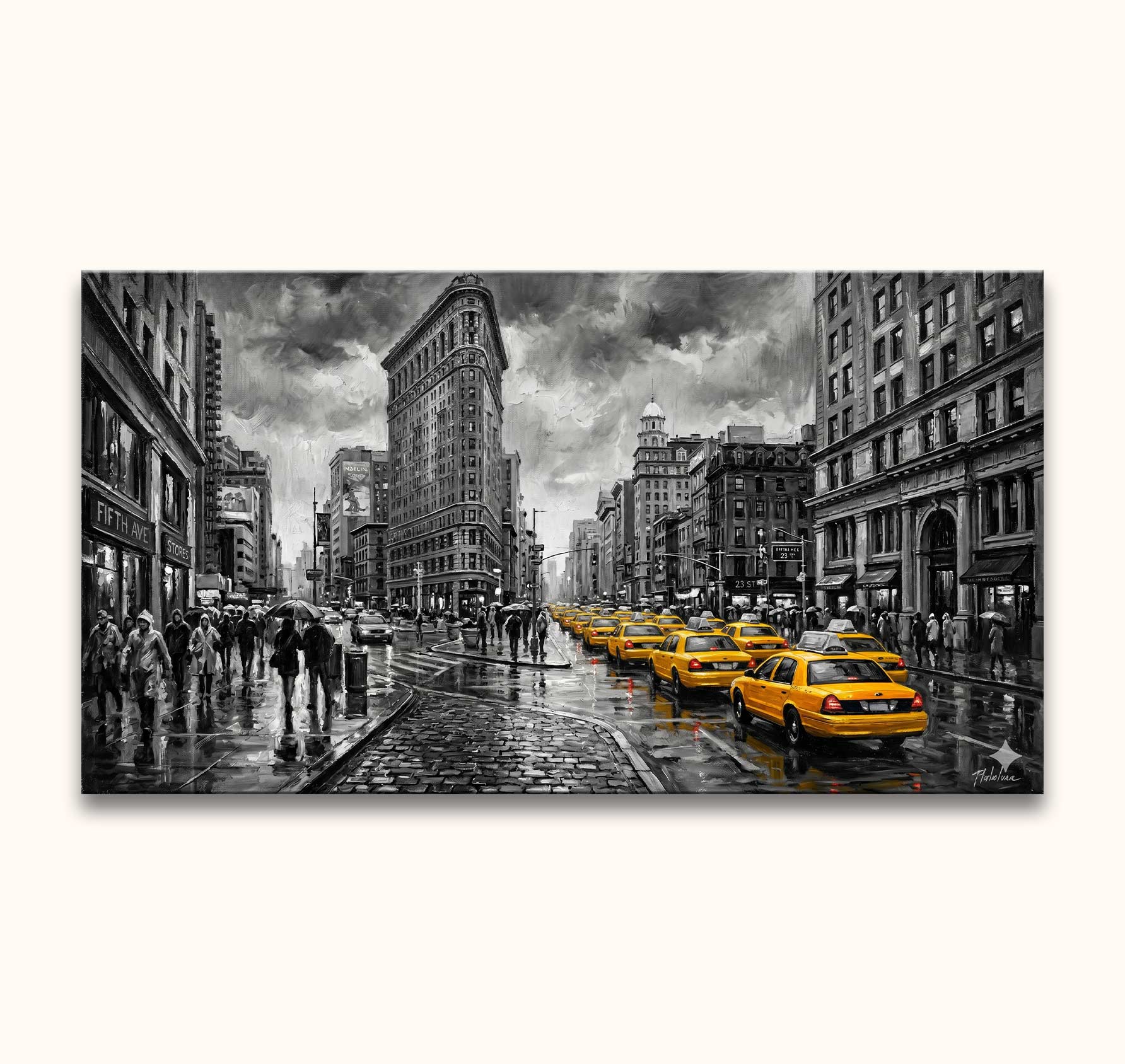 New York Taxis - Öl auf Leinwand