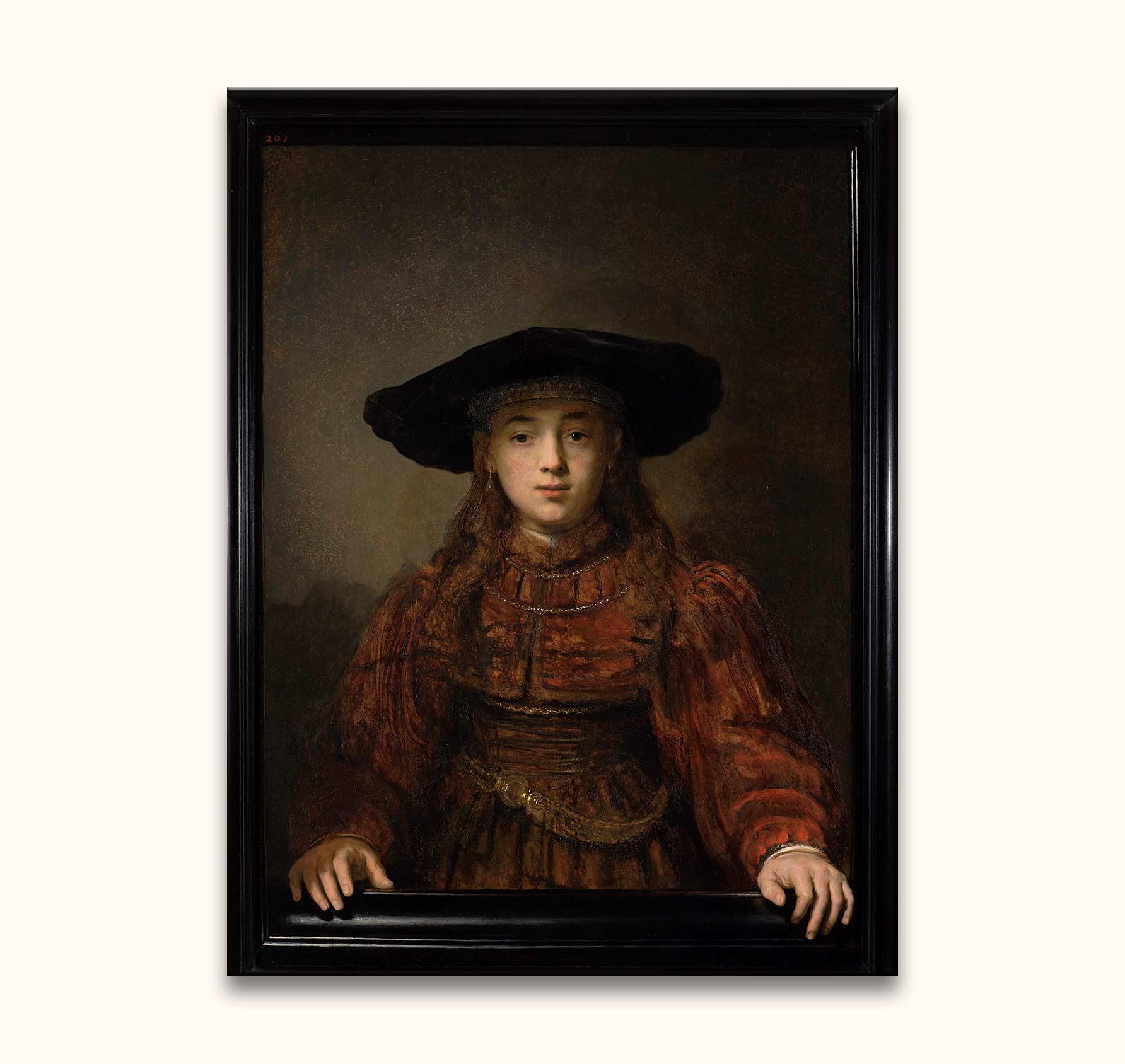 Rembrandt van Rijn - Junges Mädchen im Bilderrahmen