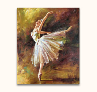 Edgar Degas - Tilting Dancer: Ballerina in arabesque op witte tutu, geschilderd in impressionistische stijl. Handgeschilderd olieverfschilderij op gespannen doek, klaar om op te hangen.