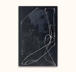 Julian-Mereuta's 'Home' features abstract white lines on a textured black canvas, blending expressive modern artistry with high-quality, museum-grade materials.