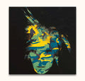 Andy Warhol signature - Camouflage: Hand-painted pop art portrait with vibrant camouflage pattern, showcasing a unique blend of colors and modern artistry on museum-quality canvas.