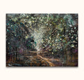 Anselm Kiefer's Waldsteig impasto-style landscape painting features a textured forest path, capturing modern art's depth and vibrancy.
