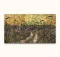 Anselm Kiefer's Aus Herzen und Hirnen spriessen die Halme der Nacht: a textured, surreal landscape panel with winding path and celestial backdrop.