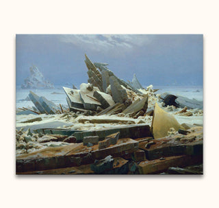 Caspar David Friedrich's 'Das Eismeer': Hand-painted oil on canvas depicting a dramatic, shattered Arctic ice seascape. Ideal for German Romantic art enthusiasts.