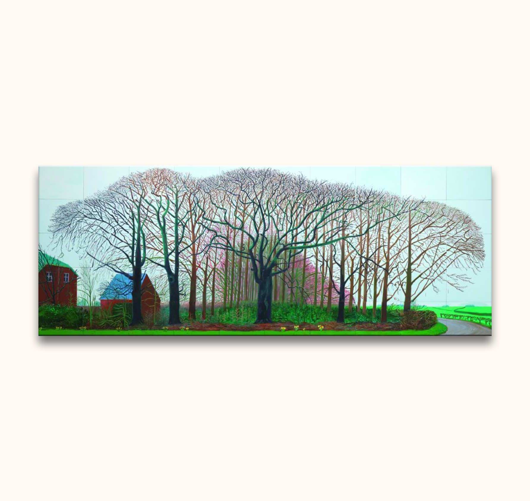 David Hockney Signatur – Größere Bäume in der Nähe von Warter