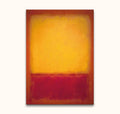 Hand-painted 'Rothko signature - Yellow on Red' abstract oil painting, featuring soft yellow/orange and deep red blocks, ready-to-hang on wooden frame.