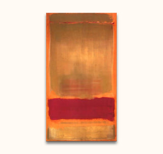 Rothko signature - Golden Dawn: A tall abstract canvas with warm gold and deep red hues, hand-painted in modern style, ready to hang, no frame needed.
