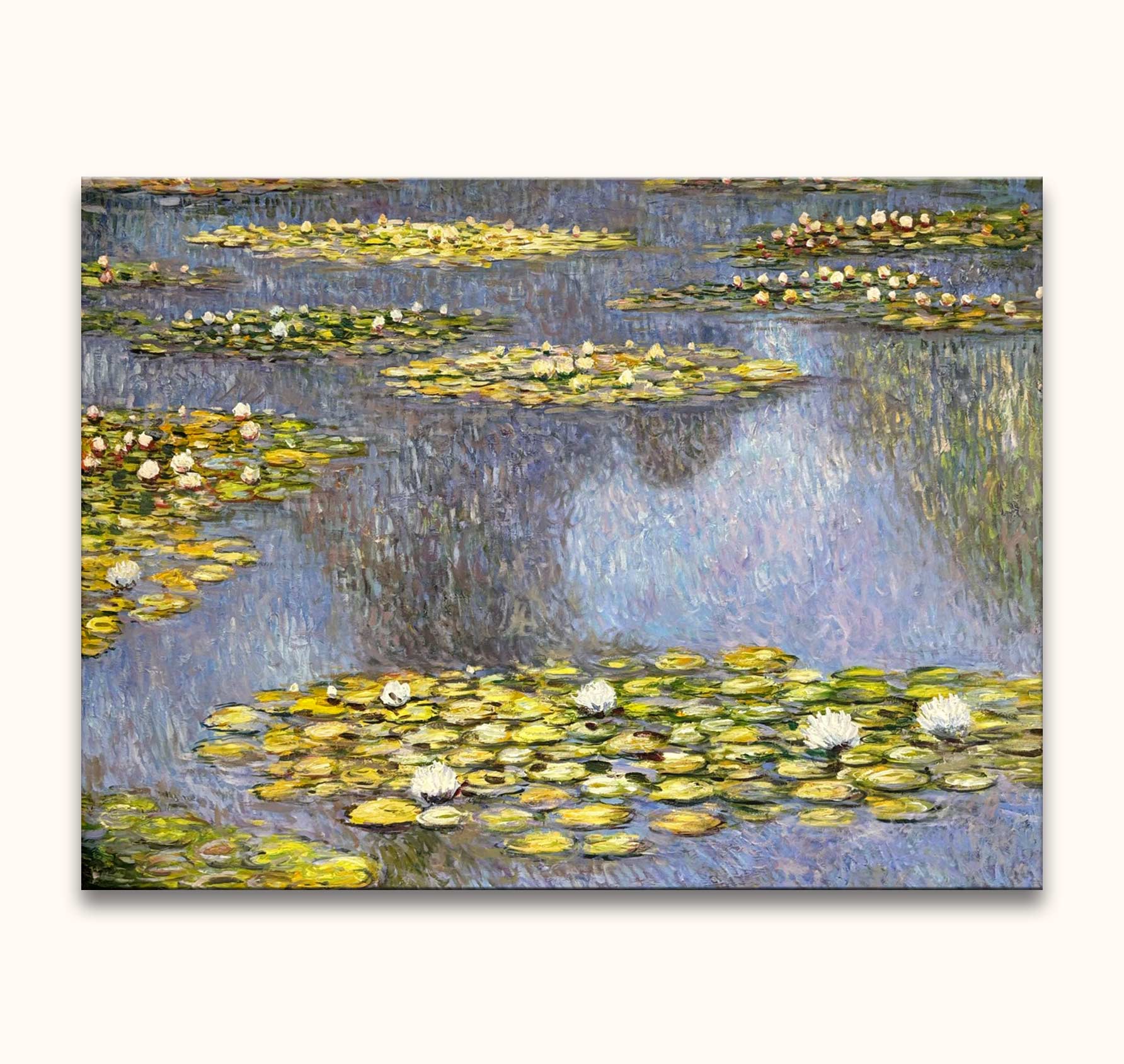 Claude Monet – Lotusbloemen bij Marseille: Handgeschilderd olieverfschilderij met impressionistische waterlelies, op houten frame. Geschikt voor direct ophangen, met UV-bescherming.