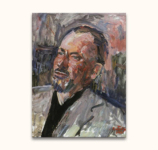 Martiros Saryan's 'Steinbeck' portrait, oil on canvas, expressive style; depicts a bearded man in three-quarter view. Ready to hang, no frame needed.