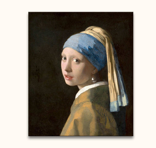 Johannes Vermeer – Meisje met de Parel: handgeschilderd olieverfschilderij van een jonge vrouw met pareloorbel, klassieke stijl, perfect voor kunstliefhebbers.