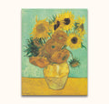 Vincent van Gogh - Twaalf Zonnebloemen in een Vaas: handgeschilderd stilleven van zonnebloemen in een aardewerken vaas, perfect voor liefhebbers van moderne impressionistische kunst.