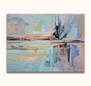 Abstract Pureness – Olieverf op canvas: Hand-painted abstract art with pastel tones and impasto texture, conveying mood through non-representational forms. Ready to hang, UV-protected.