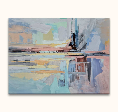 Abstract Pureness – Olieverf op canvas: Hand-painted abstract art with pastel tones and impasto texture, conveying mood through non-representational forms. Ready to hang, UV-protected.