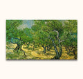 Vincent van Gogh - Olijfboomgaard: Handgeschilderd olieverfschilderij met gnarled olijfbomen en levendig gebladerte, gespannen op houten frame, klaar voor ophangen.