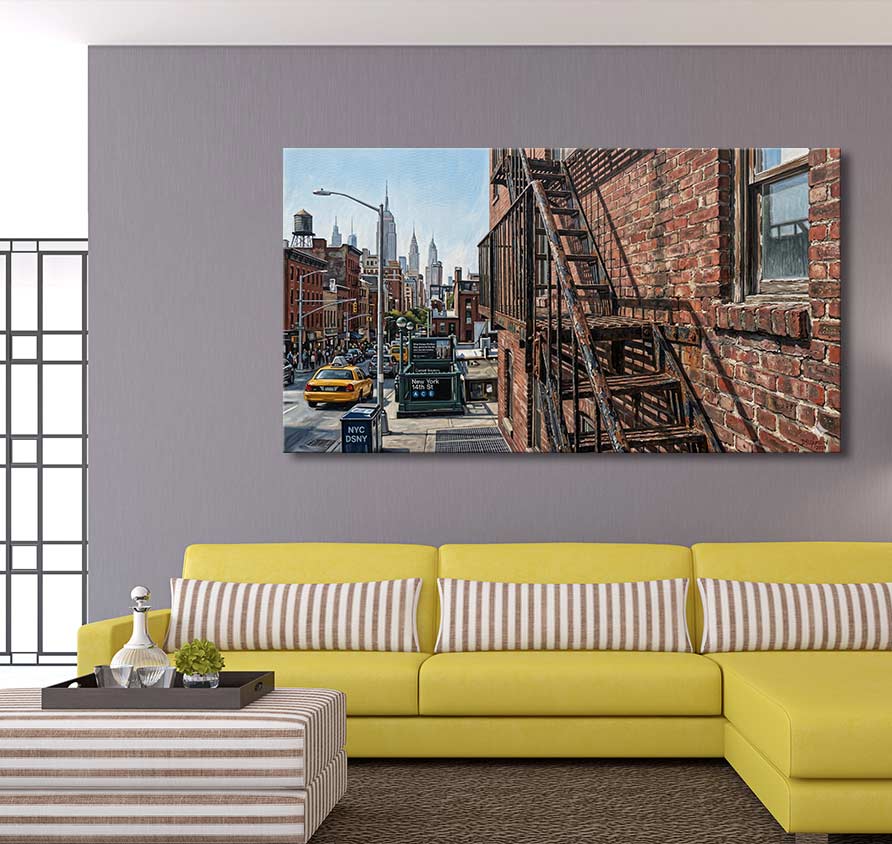 New York Fire Escape - Öl auf Leinwand