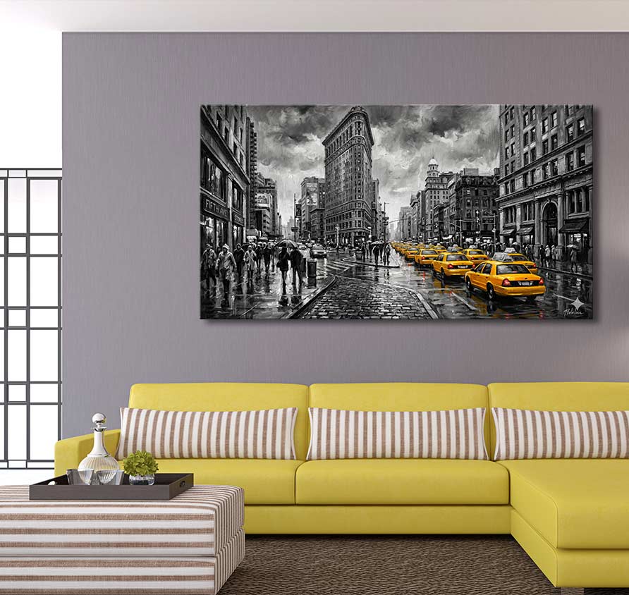 New York Taxis - Öl auf Leinwand
