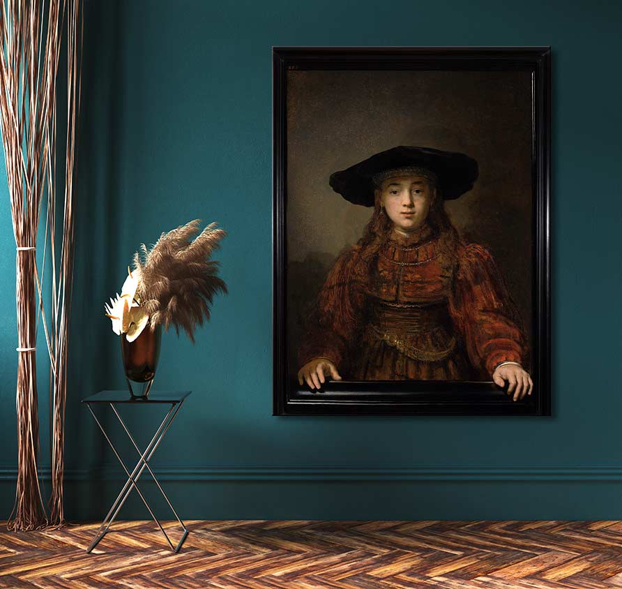 Rembrandt van Rijn - Junges Mädchen im Bilderrahmen