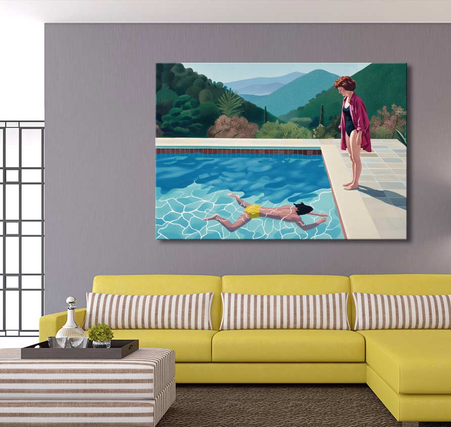 David Hockney Signatur – Pool with Two Figures