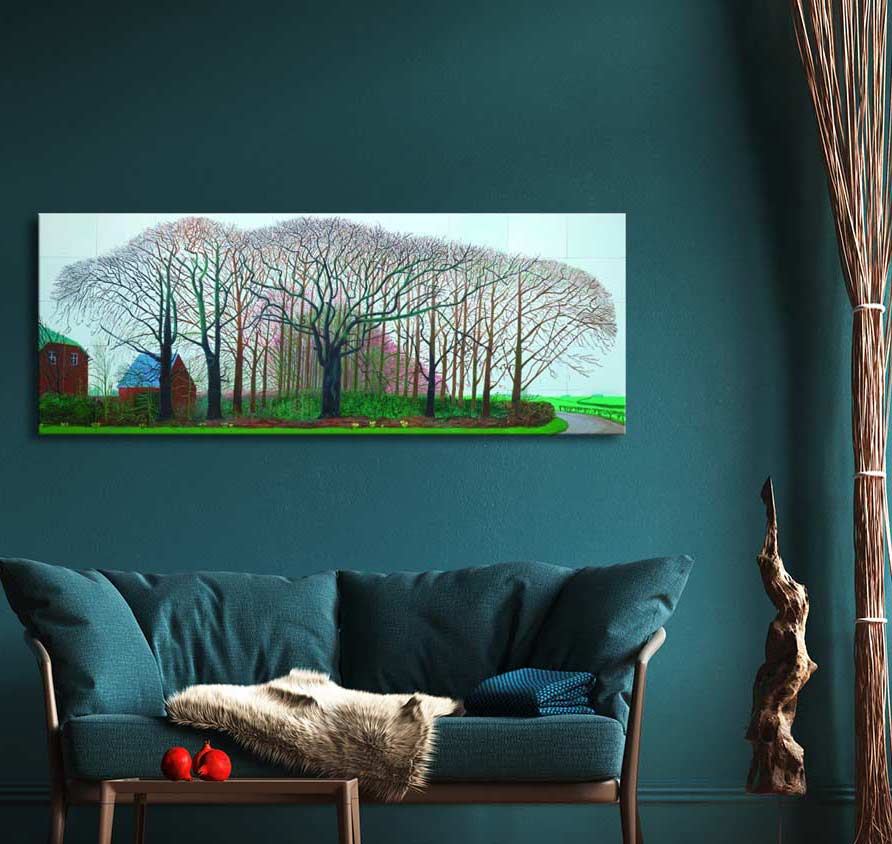 David Hockney Signatur – Größere Bäume in der Nähe von Warter