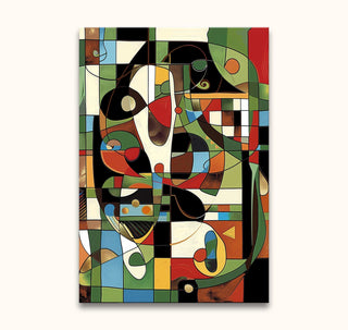 Hand-painted Picasso signature artwork 'Esthetic Cubism' featuring abstract geometric forms and dynamic lines. High-quality oil on canvas, ready to hang, perfect for modern art lovers.
