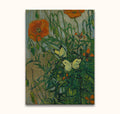 Vincent van Gogh - Butterflies and Poppies: A vibrant, expressive floral still-life with butterflies, hand-painted on museum-quality canvas, ready to enhance your space.