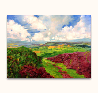 David Hockney's After the Storm landscape painting showcases a vivid countryside scene with heather, fields, and clouds, ideal for modern impressionistic art lovers.