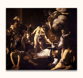 Caravaggio's 'The Martyrdom of Saint Matthew'—hand-painted scene of martyrdom, showcasing expressive Baroque style with dramatic chiaroscuro. Ready to hang.