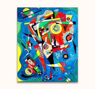 Wassily Kandinsky's 'Composition VI', a dynamic abstract painting with vibrant geometric shapes and lines, hand-painted on high-quality, UV-protected canvas. Ready to hang.
