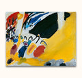 Wassily Kandinsky's Impression III Concert abstract oil painting. Sunlit yellow fields, arcing lines, and colorful splotches create an energetic, lyrical masterpiece, ready to hang.