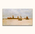 Claude Monet - De Voorzaan en de Westerhem: Hand-painted oil landscape of Dutch windmills and sailboats, on canvas with UV protection, ready to hang.