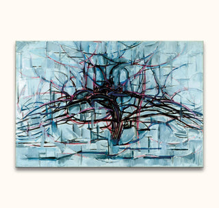 Piet Mondriaan - Tree 1912: Abstract oil painting with web-like lines in blues and purples, showcasing modern artistry. Ready-to-hang, UV-protected on museum-quality canvas.