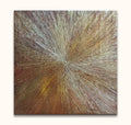 Handgeschilderd schilderij Sterrelicht - Acrylverf op canvas met stralend reliëfdesign, warm metalen tinten. Geschikt voor moderne interieurs, direct ophangbaar, zonder lijst nodig.