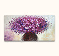 Bitterzoet – Dikke olieverf op canvas toont een weelderig boeket paarse bloemen met impasto techniek op pastel achtergrond. Klaar om op te hangen, UV-bestendig.