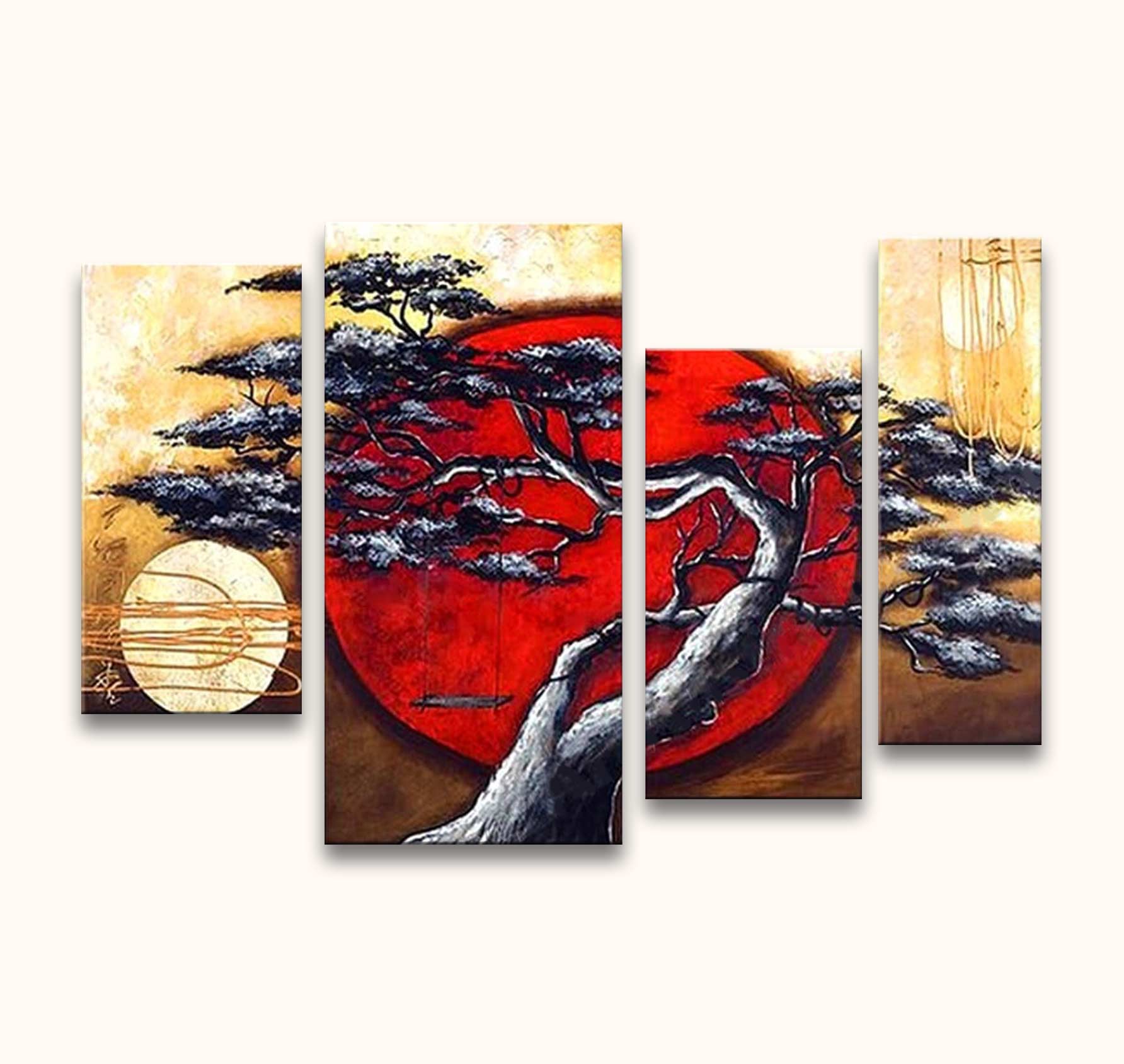 bonsai gemalt Bonsai-Baum – Ölgemälde 4-Muster – degrootmeesters.com