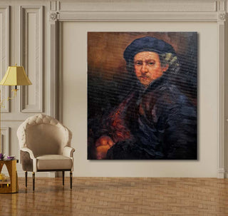 Rembrandt van Rijn – Zelfportret 1624: Een indrukwekkend handgeschilderd olieverfschilderij met barokke complexiteit, perfect voor kunstliefhebbers en interieurontwerp.